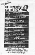 concert factory schedule, 1983
